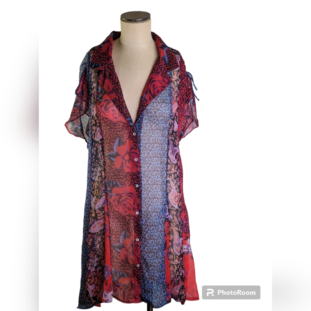 Free People Sheer Shirt Dress, XL, does not include slip